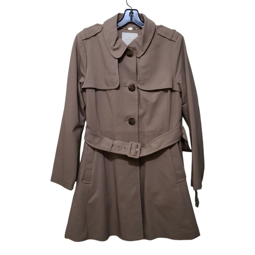 NWT Kate Spade New York Belted Swing Trench Coat Rain Beige Women's Jacket Sz S